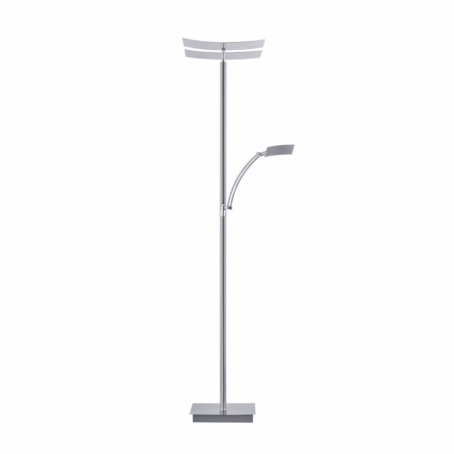 HELL Lampada da terra con luce lettura Andy, dimmerabile, Alluminio / Grigio / Zincato, Soggiorno / Sala da pranzo, Metallo, Moderno, Lampada LED da terra