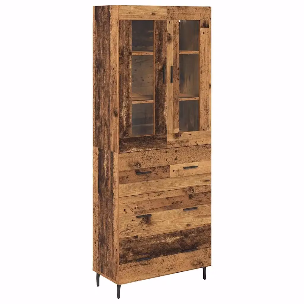 Set di 2 credenze moderne vidaXL in legno e metallo color marrone L: 69,5 cm, P: 34 cm, H: 180 cm – 2