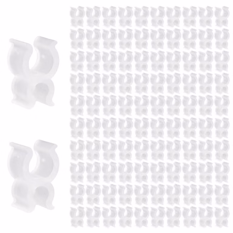 Set di 100 clip per fissare luci a filo, dimensioni 3/16 di pollice, in plastica, colore bianco