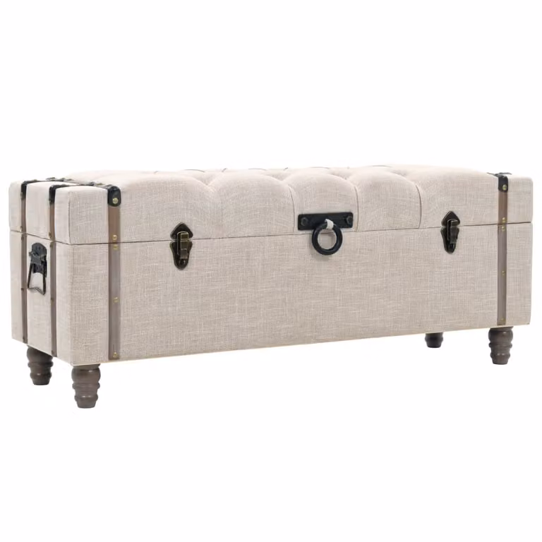 Set Cassapanche 3 pz in Legno Massello e Acciaio 112x37x45 cm