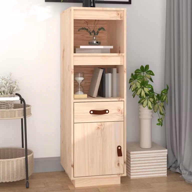 Credenza vidaXL in legno massello di pino, colore marrone/beige, L/P/H: 40 x 34 x 108,5 cm