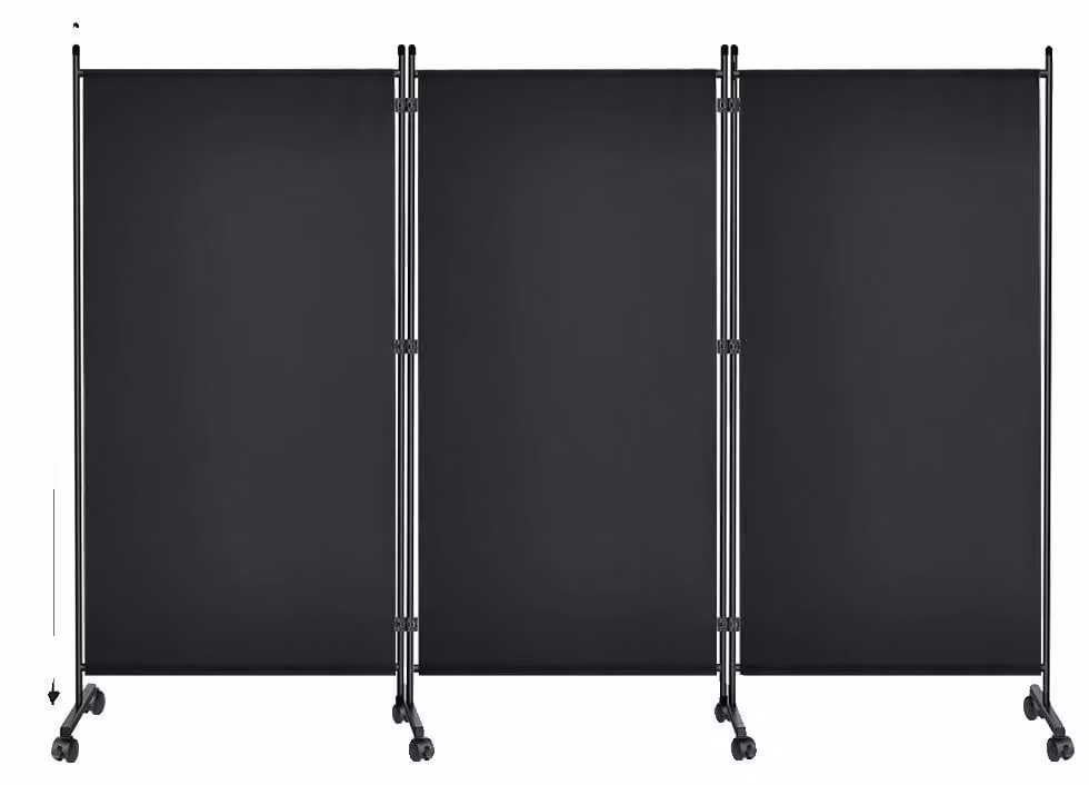 Pannello divisorio, design pieghevole, facile da trasportare, colore nero