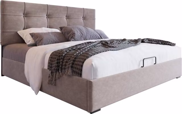Letto Matrimoniale Contenitore 140x200 cm Imbottito in Velluto Grigio Chiaro con Testiera Regolabile