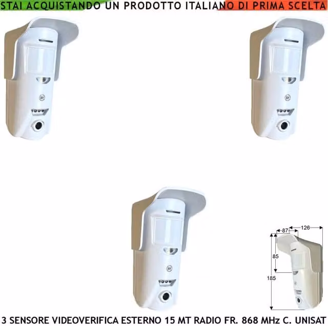 Kit di videosorveglianza esterna Securvera con sensore di movimento e tecnologia GPRS, 3 pezzi, bianco e multicolore