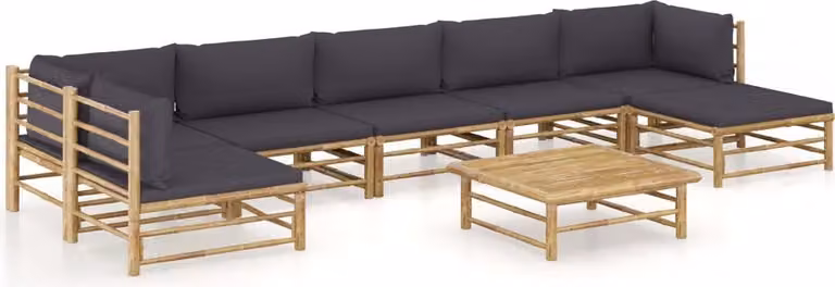 Maison Exclusive - Set da giardino da 8 pezzi con cuscini in bambù grigio scuro