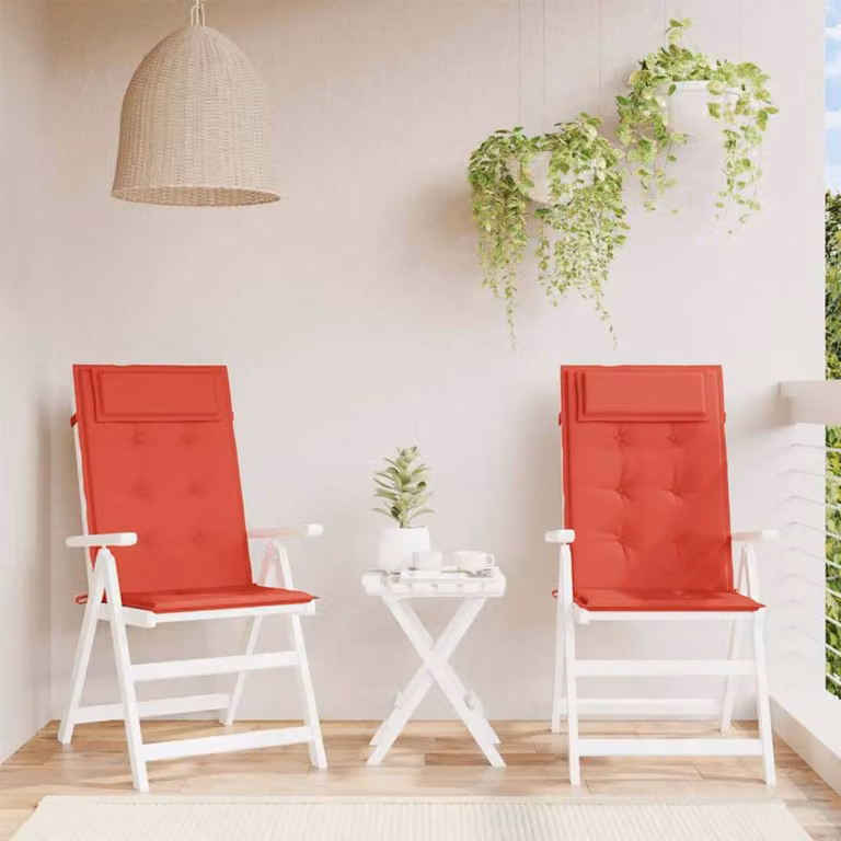 Set di 2 cuscini per sedia con schienale alto vidaXL in tessuto Oxford rosso, traspirante e idrorepellente