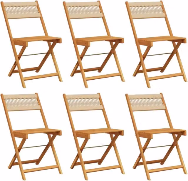 Sedie da Giardino Pieghevoli 6 pz | Sedie da Esterno Beige Legno Massello di Acacia