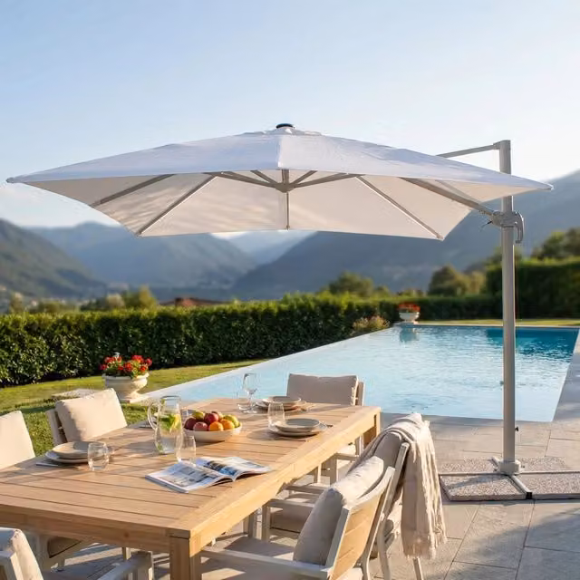 Ombrellone da Giardino decentrato con led 3x4 in alluminio - RENO