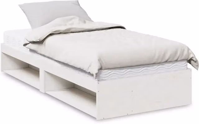 Dormeuse con Materasso-Divano Letto Bianco 100x200 cm Legno Massello Pino