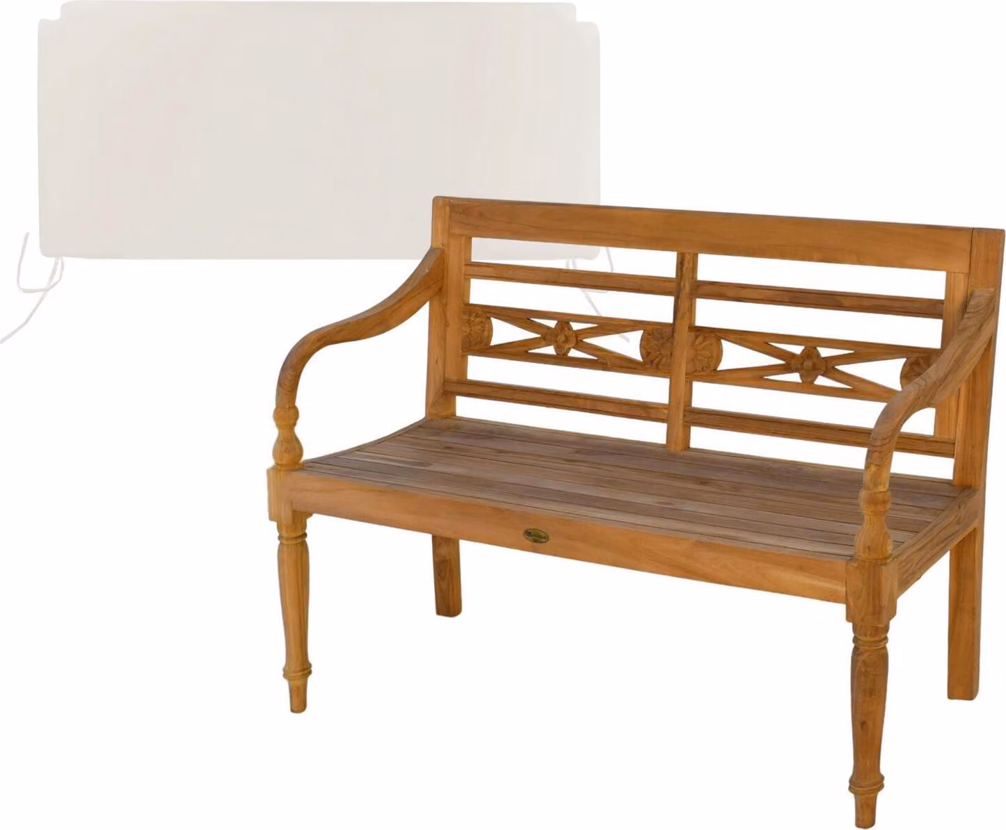 Teakholz Bank Classic 120cm Massivholz Wetterfest + Sitzkissen Creme