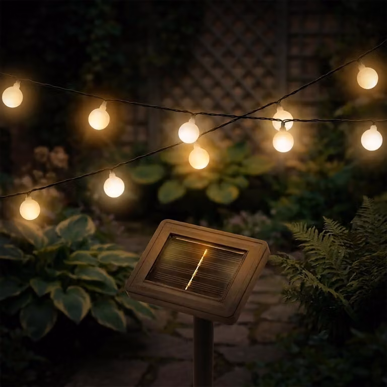 Ghirlanda luminosa solare da 290 cm per esterni con 30 mini palline - bianco caldo - Ghirlanda luminosa a LED a forma di palline alimentata a energia solare con accensione automatica