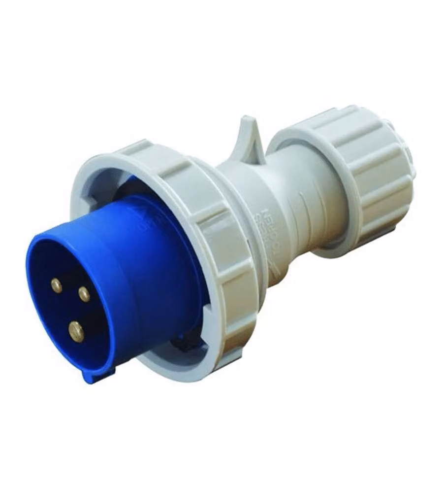 Spina CEE 220V 2P+T 16A IP67 Blu per Uso Industriale e Esterno