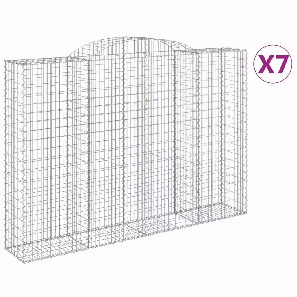 Set di 7 Cesti Gabbioni ad Arco vidaXL in Acciaio Zincato Grigio L: 300 cm, P: 50 cm, H: 200-220 cm – 2