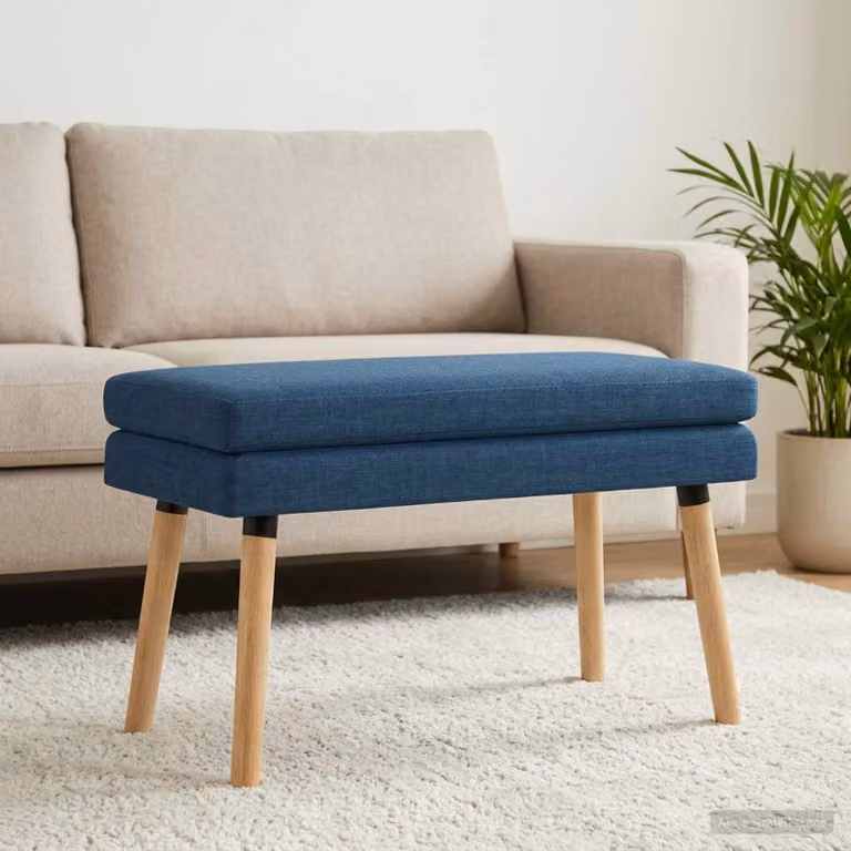 Panchina a doppio strato vidaXL in legno e tessuto blu e marrone L 80 cm, P 40 cm, H 47 cm