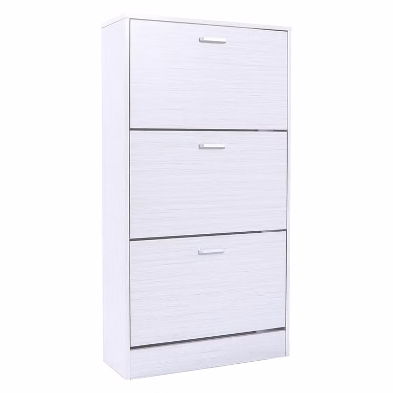 CASA COLLECTION Scarpiera moderna con 3 ante in MDF bianco, H 120 cm x L 63 cm x P 24 cm