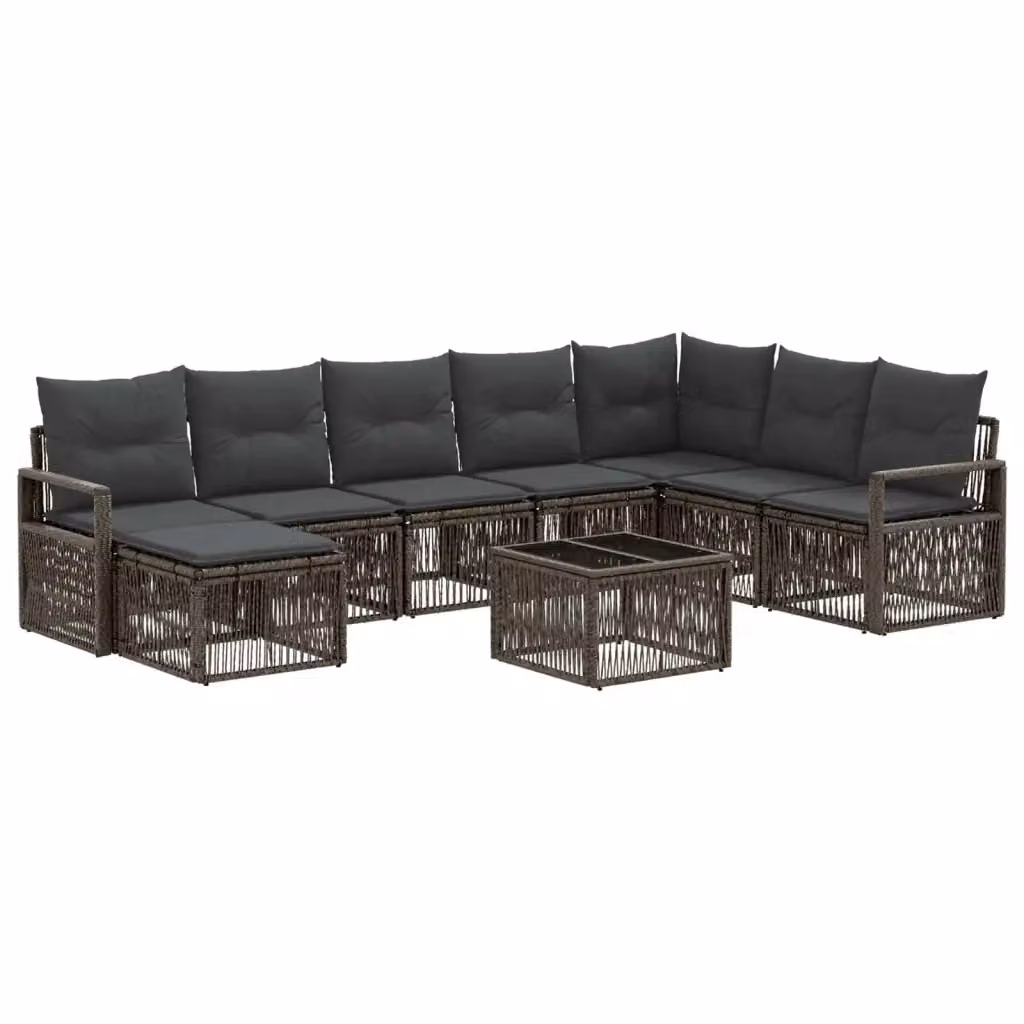 Set Divano da Giardino a Forma di U con Tavolino e Ottoman vidaXL, 9 Pezzi, Grigio – 2