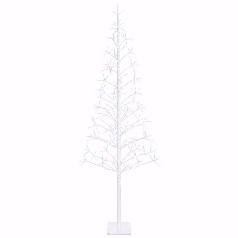 vidaXL Albero di Natale con luci LED Bianco 180 cm Acciaio 196 LED