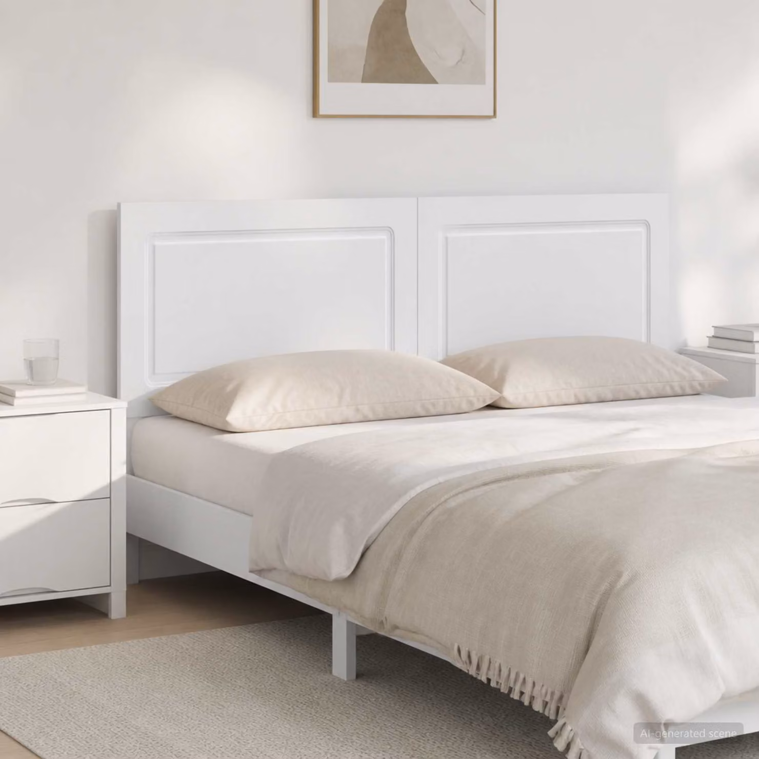 Testiera da muro moderna vidaXL UTRECHT in legno ingegnerizzato bianco opaco L: 180,5 cm, H: 50 cm, P: 3 cm