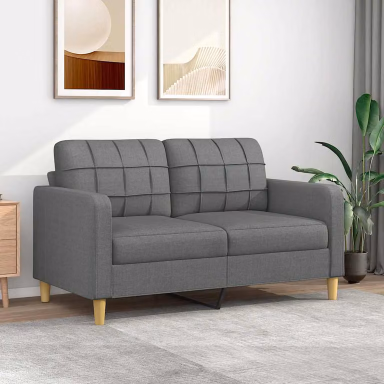 vidaXL Divano a 2 Posti Moderno in Tessuto Grigio con Struttura in Metallo