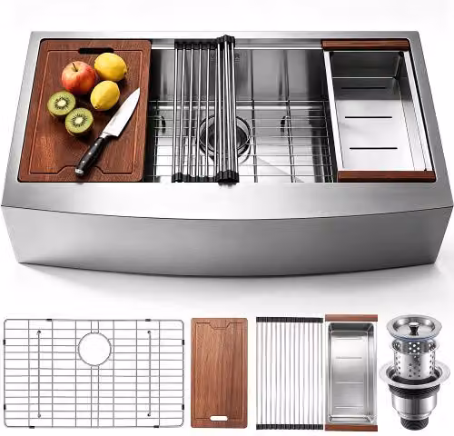 Lavello da cucina sottopiano VEVOR in acciaio inox 304 color argento con vasca singola, tagliere e scolapiatti, L: 84 cm, P: 56 cm, H: 23 cm