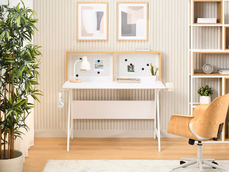 Scrivania OJANY - bianco / rovere