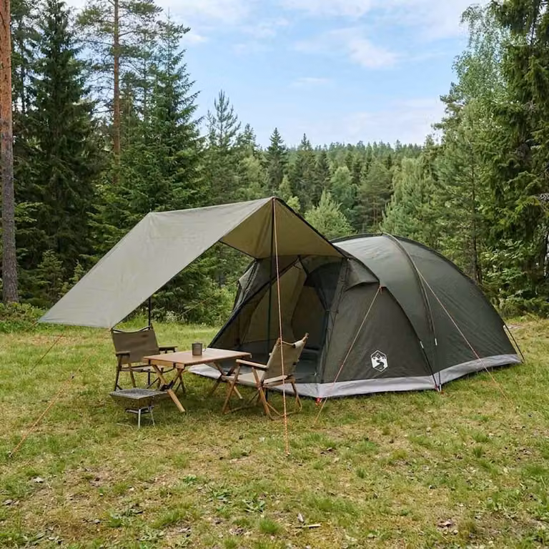 Tenda Capanna vidaXL per 6 persone in Poliestere e Acciaio, Verde militare