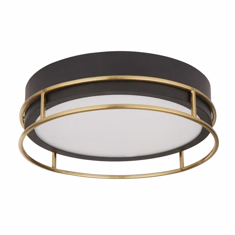 Lampada da soffitto in metallo vetro E14 IP44 rotonda Ø 30 cm in ottone nero a 2 luci moderna