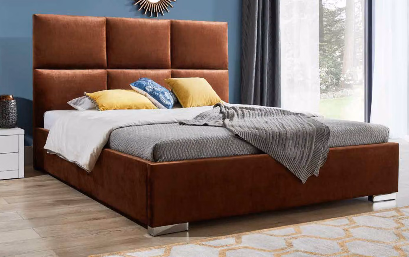 Design Betten Luxus Samt Velvet Polster Bett Hotel Doppel XXL Chesterfield