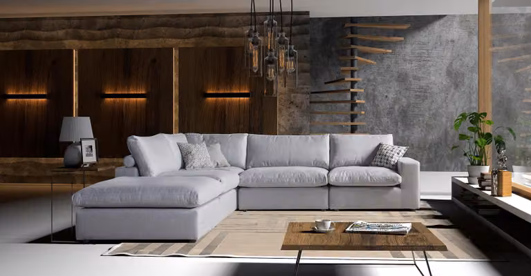 Ecksofa Grau Stoff L-Form Sofa Couch Design Couch Polster Textil Modern Garnitur