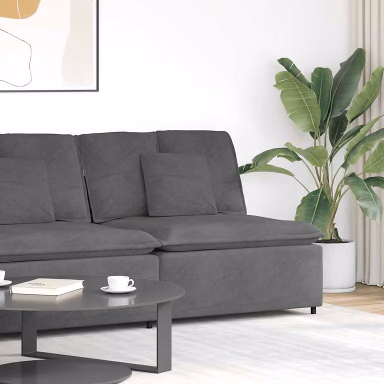 vidaXL Modulo Centrale di Divano Modulare con Cuscini Grigio Scuro L: 100 cm