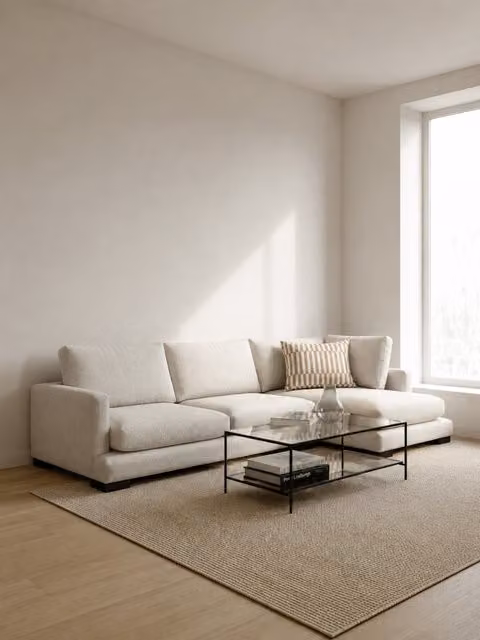 Divano Crate Kenay Home a 4 posti con chaise longue destra, beige, L: 270 cm