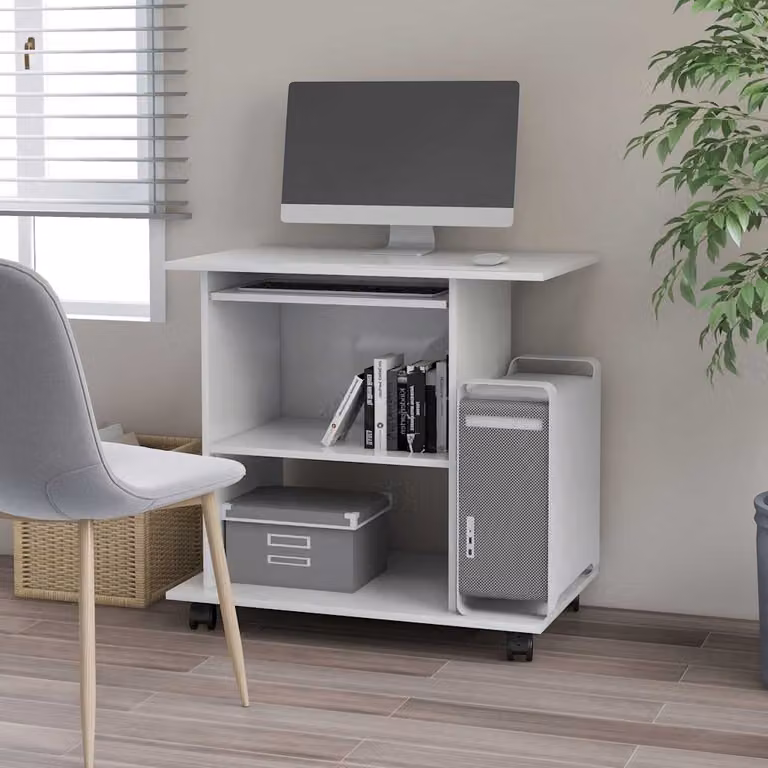 Scrivania ad angolo moderna vidaXL bianca in legno e MDF L: 80 cm, P: 50 cm, H: 75 cm