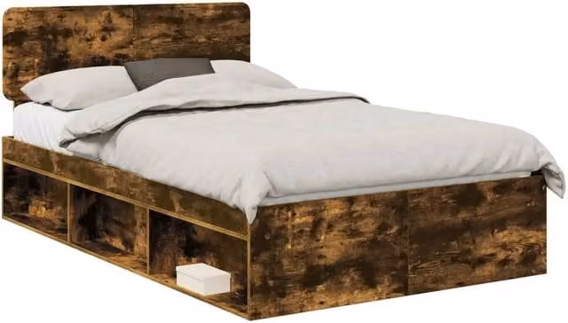 Letto matrimoniale | Letto per adulti | Struttura del letto Rovere fum¨¦ 120 x 200 cm Pino massello