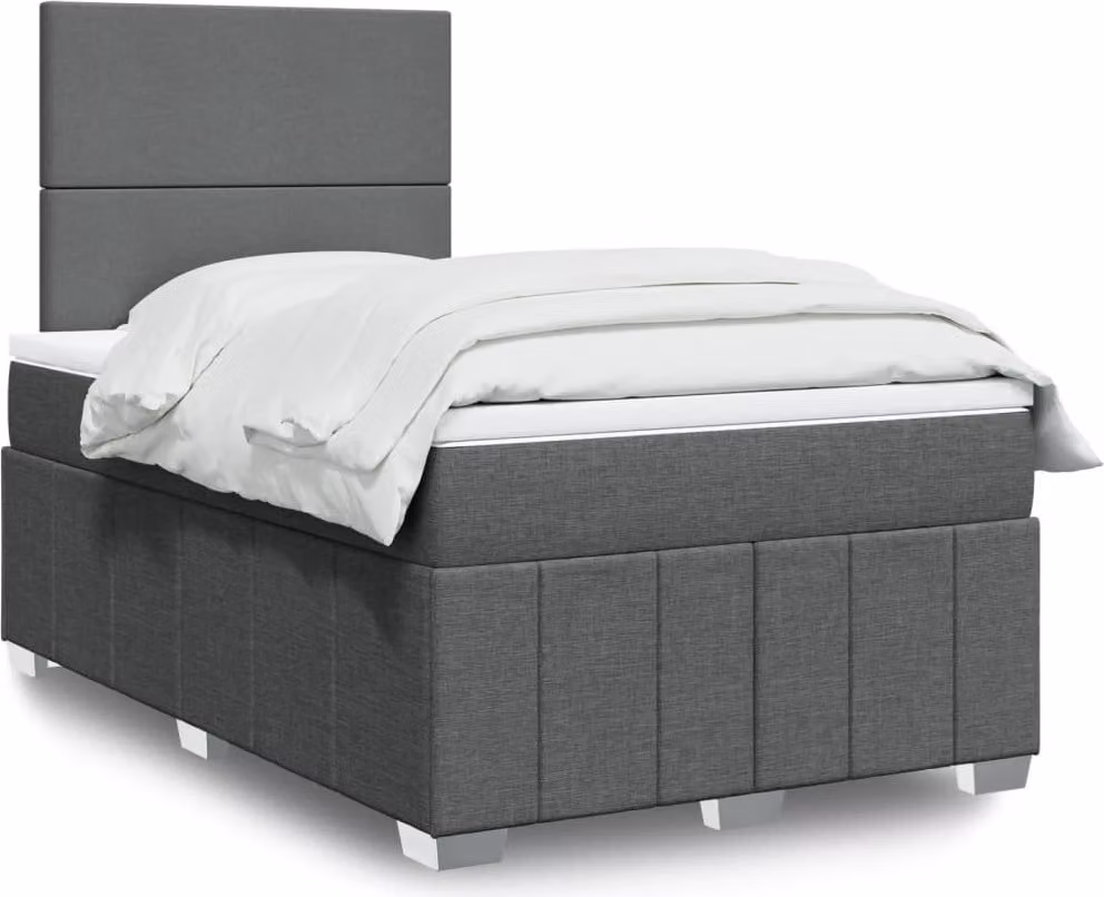 Maison Exclusive - Giroletto a Molle con Materasso Grigio Scuro 120x190cm Tessuto