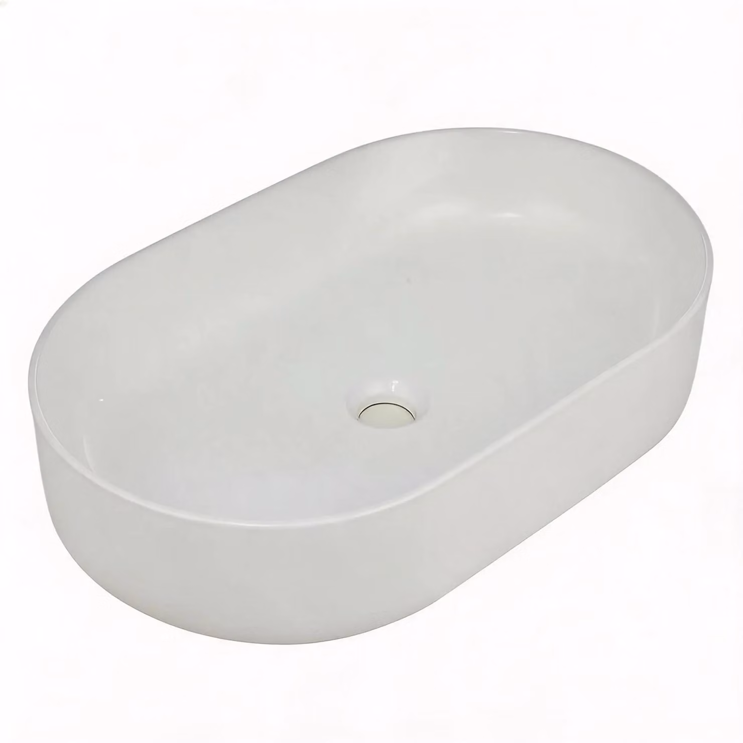Lavabo – Lavabo da appoggio ovale – Vetroceramica – 60 x 37 cm – Bordo sottile – Facile da pulire – Bianco