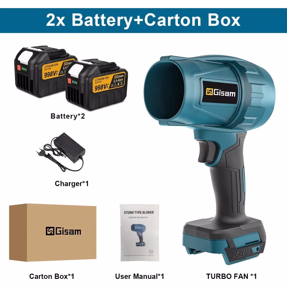 Soffiatore elettrico per foglie e detriti - Soffiatore turbo a batteria - Motore brushless da 150.000 giri/min - Soffiatore per aria e polvere - Sistema a batteria da 18V - Compatibile con 2 batterie da 4,5Ah