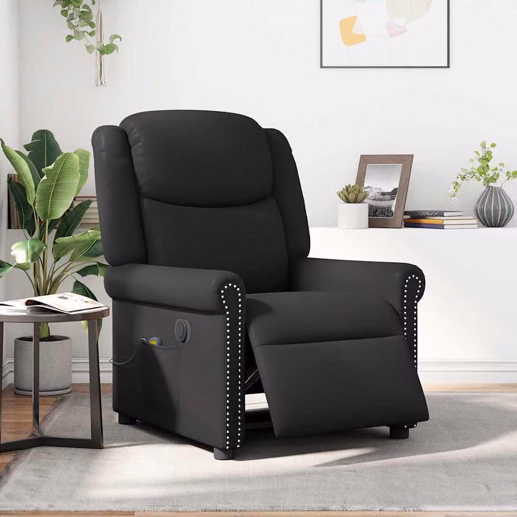 SYFAX™ Poltrona Massaggiante Reclinabile Elettrica Nero Pelle finta