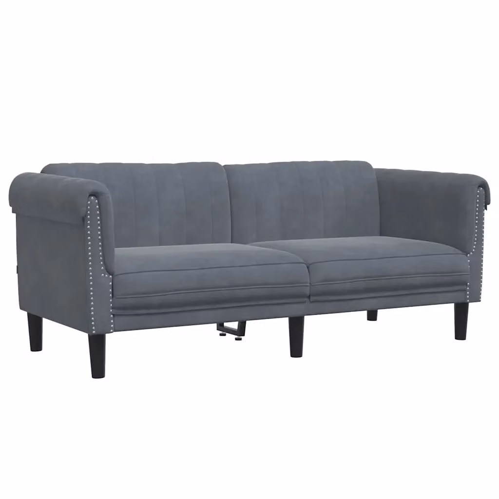 Divano a 2 posti moderno vidaXL in velluto grigio con struttura in legno e schiuma L: 182 cm, P: 77 cm, H: 74 cm – 2