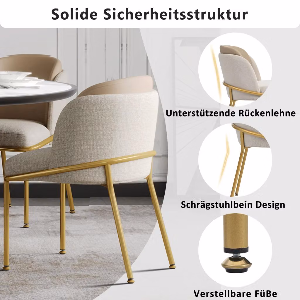 Set di 4 sedie da pranzo moderne REDOM in tessuto beige e verde con gambe inclinate – 2