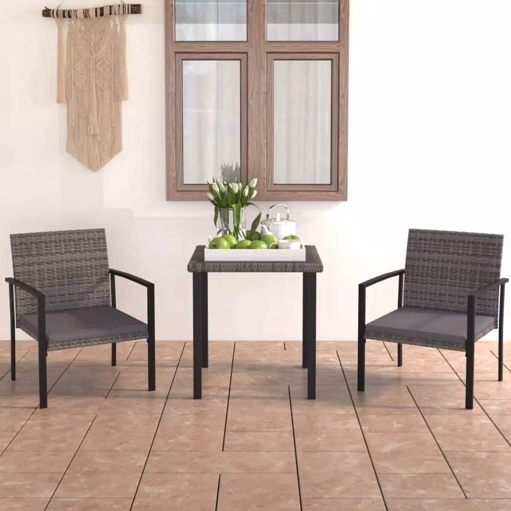 Maison Exclusive - Set da pranzo da giardino 3 pezzi in polyrattan grigio