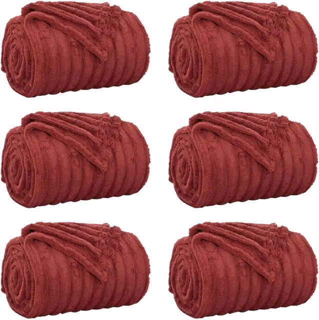 Coperte da Pile 6 pz Rosso Bordeaux 240 x 220 cm Panno