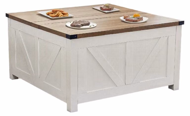 Tavolino da salotto - Tavolino da caffè - Tavolino contenitore - Piccolo tavolo - Tavolo in legno - Sistema di sollevamento idraulico