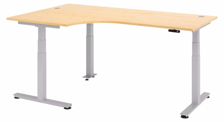 Scrivania elettrica bümö XDSM - Finitura: acero, struttura: argento, dimensioni: scrivania angolare 200 x 120 cm