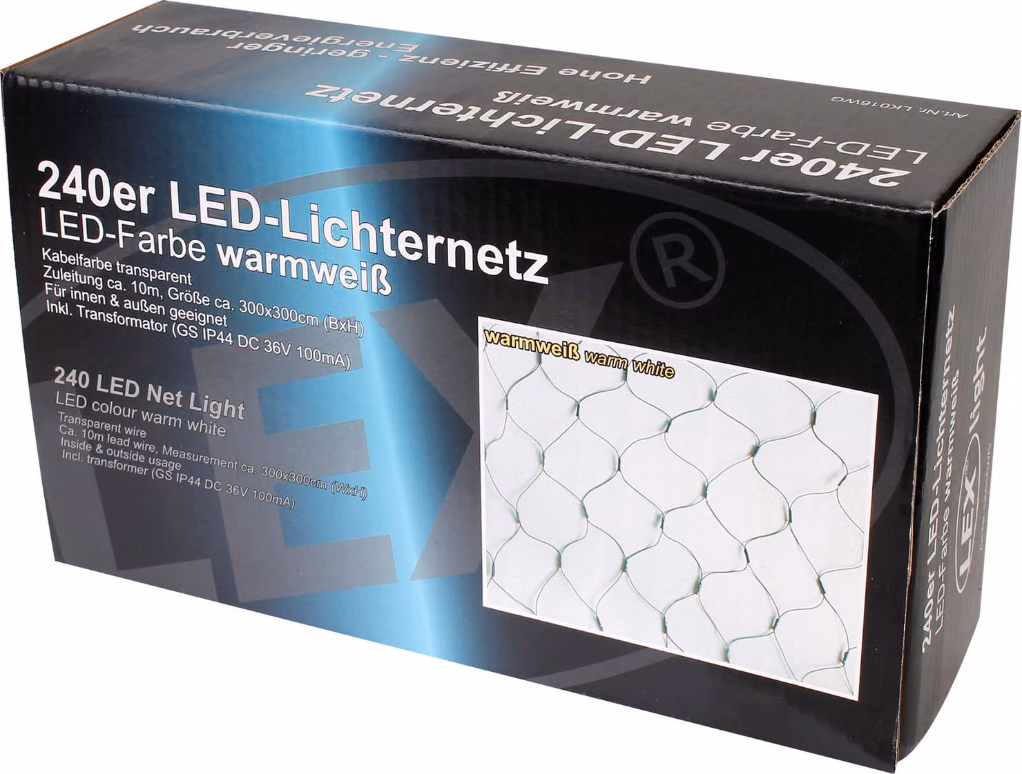 Rete luminosa a LED 240 LED bianco caldo cavo verde 3x3m illuminazione padiglione esterno