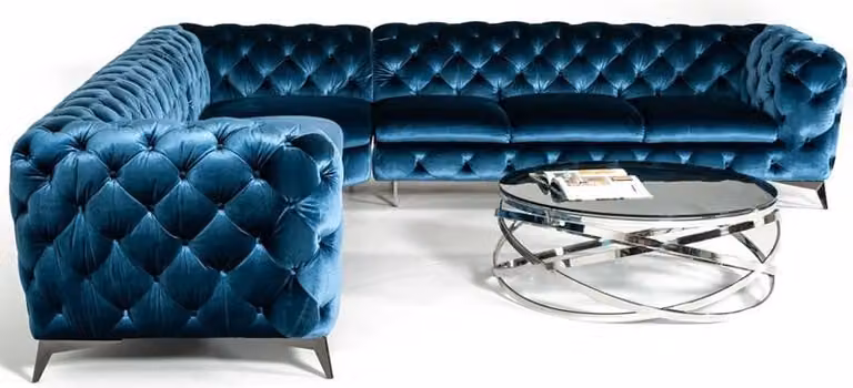 Samt Eck Luxus Chesterfield Sofa Polster Ecke Couchen Sitz Couch Sofas Garnitur