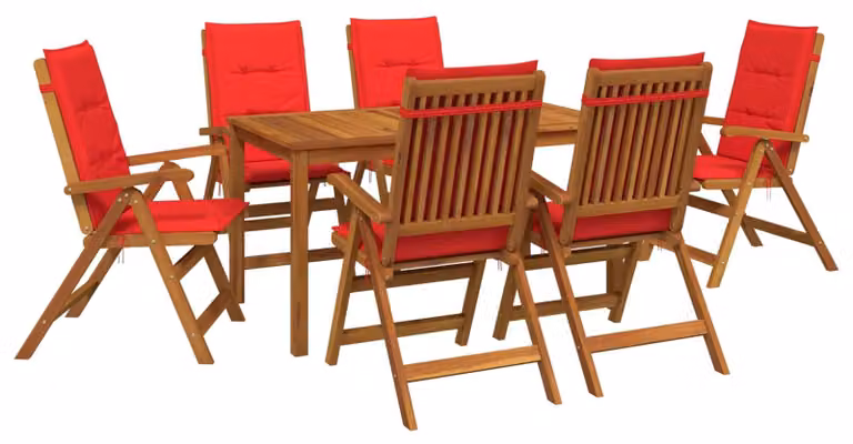 Set da giardino da 7 pezzi, realizzato in legno massello di acacia naturale