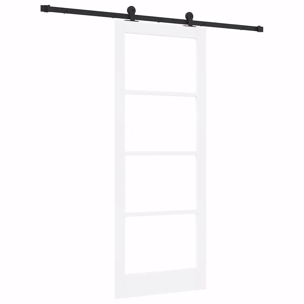 Porta scorrevole minimalist vidaXL in legno e vetro, Bianco e Nero, L: 83 cm, H: 211 cm – 2