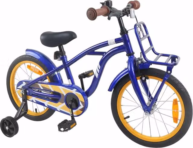 Bicicletta per bambini da 16 pollici in metallo e gomma, colore blu