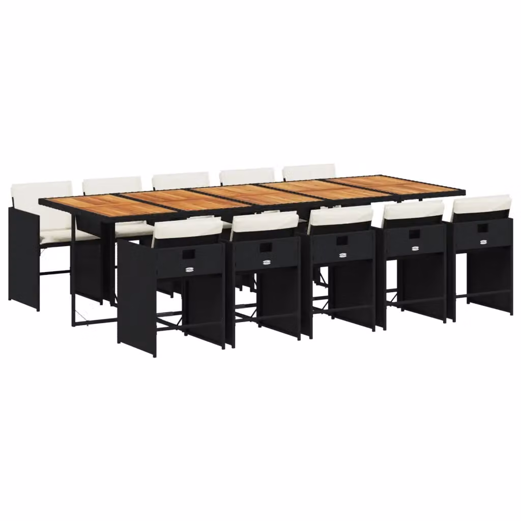 vidaXL Set da Pranzo da Giardino 11 pz in Polyrattan e Legno di Acacia Nero – 2