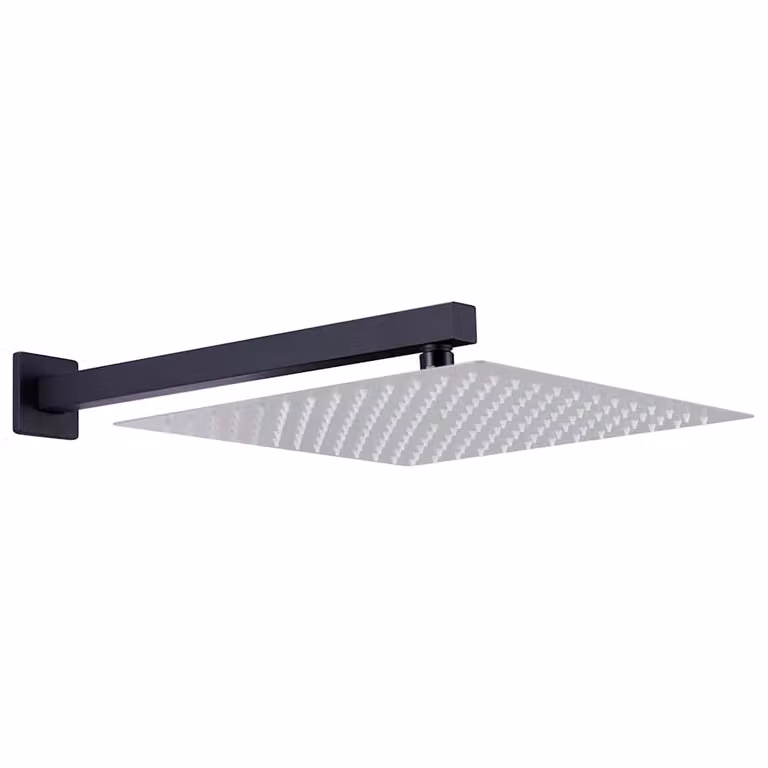 vidaXL Braccio di Supporto Doccia Quadrato Acciaio 201 Nero 30 cm